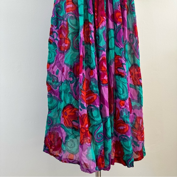 Vintage Midi Maxi Dress 100% Cotton Floral Sz S - Picture 6 of 10